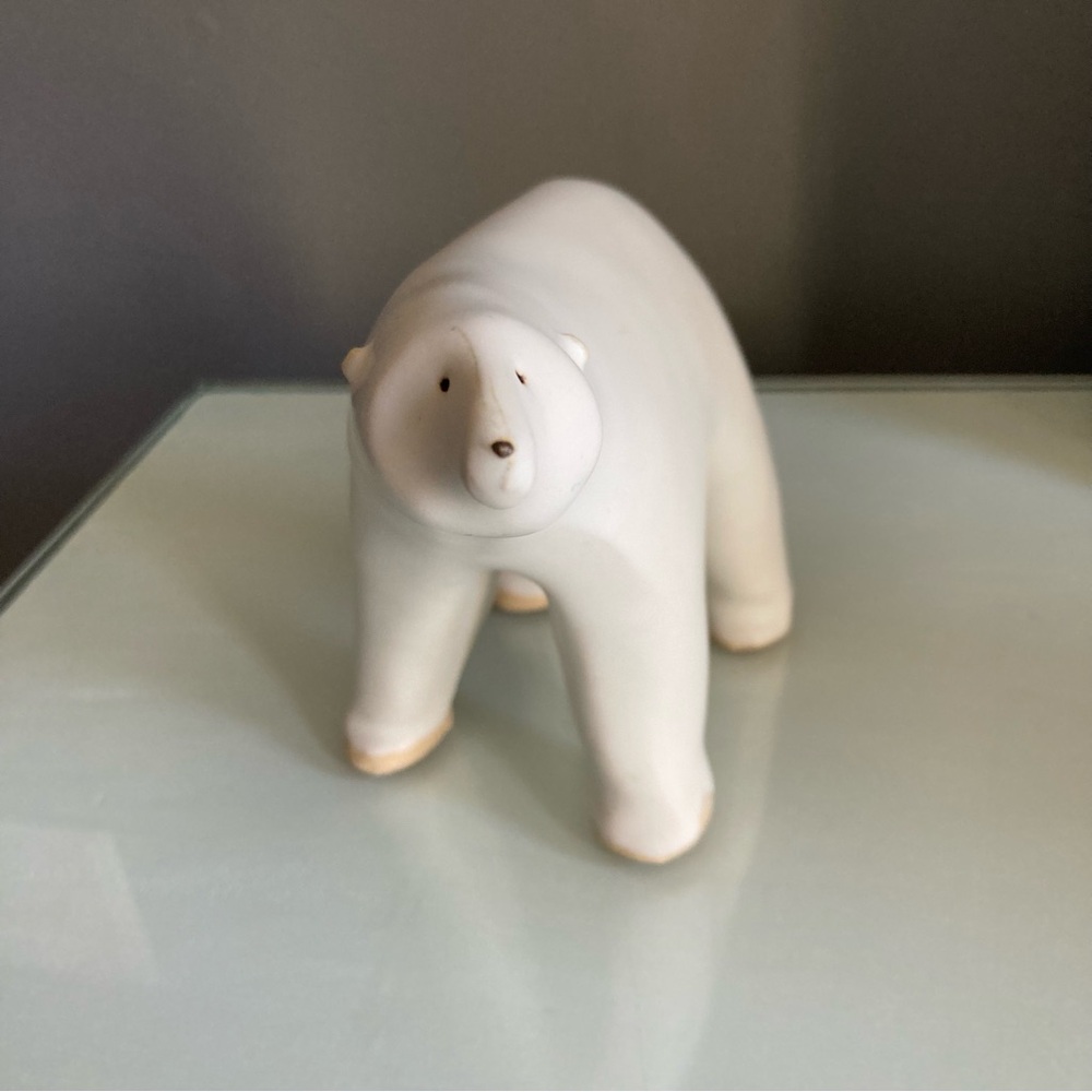 Signed Stoneware Polar Bear Figurine